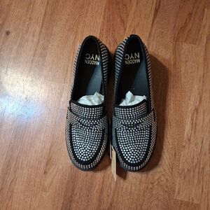Steve Madden NYC Black and Silver Platform Loafers